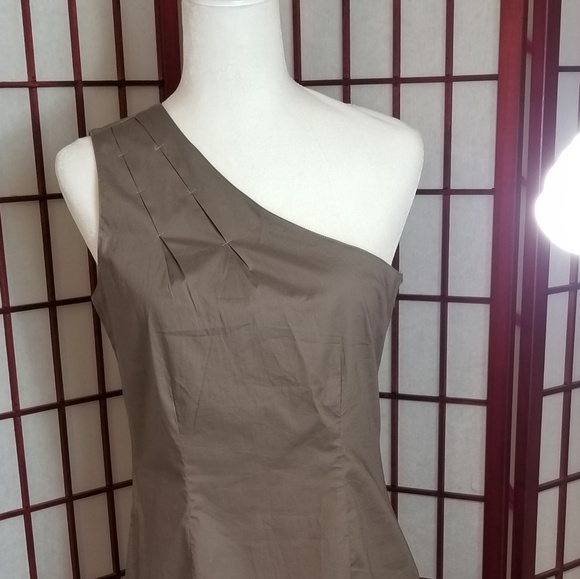 Gap one arm side zipper knee length green khaki dress - Picture 6 of 7
